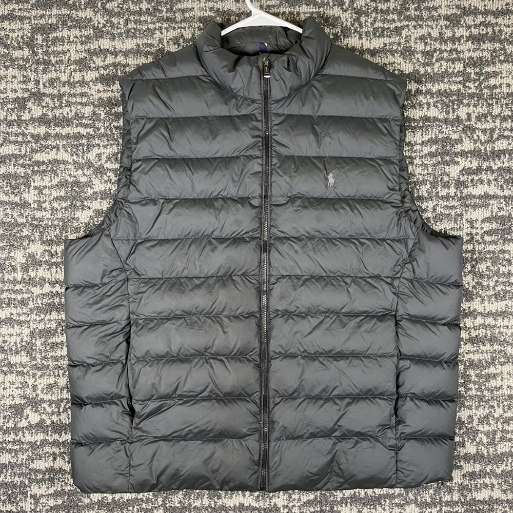 Polo Ralph Lauren Puffer Vest Mens 2XLT Black Performance Quilted Full Zip Logo
